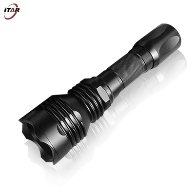 Aluminum Black Rechargeable LED Flashlight IP67 Waterproof For Camping Hiking