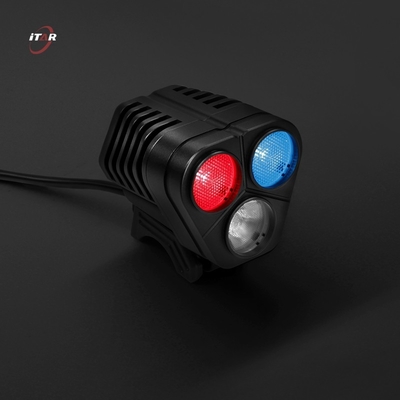 Water Resistant 600 Lumens Bike Front Light Red / Blue / White Police